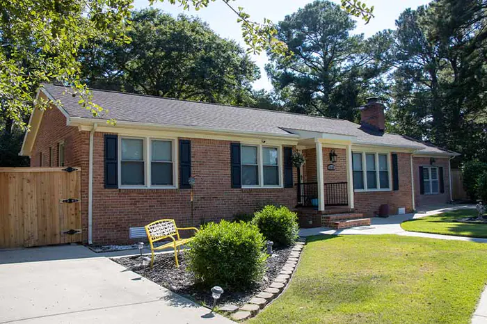 Brick ranch home with new roof, Hampton Roads roofing project